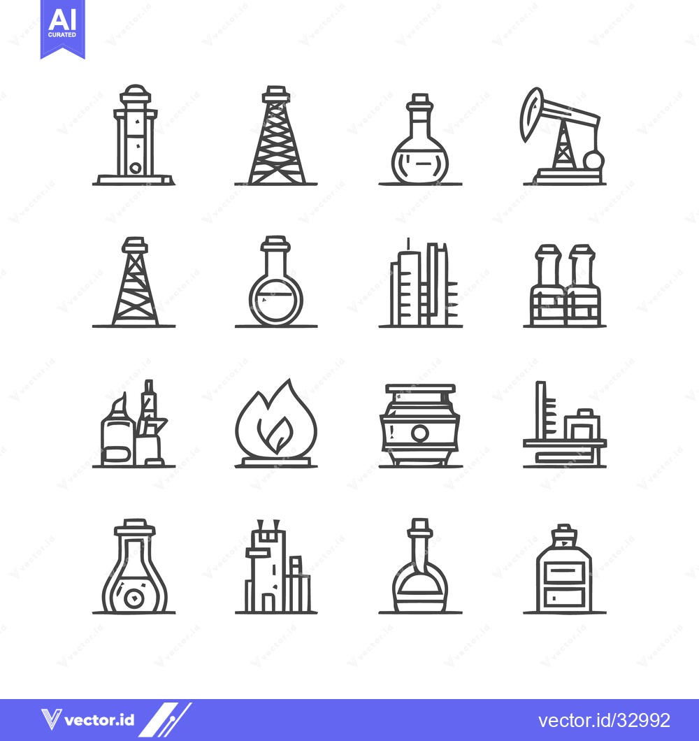 Premium Vector of Oil and Gas Industry Icons - Production, Refining, and Storage.