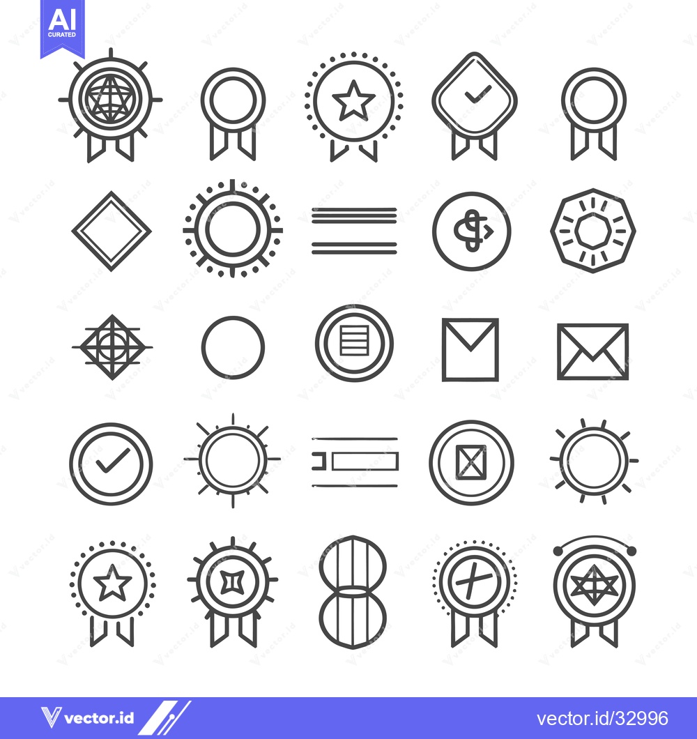 Premium Vector of Collection of Diverse Geometric Badge and Seal Icons