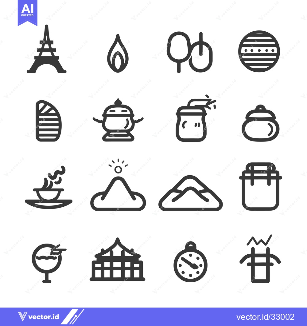 Premium Vector of Collection of Diverse Line Art Icons with Various Themes
