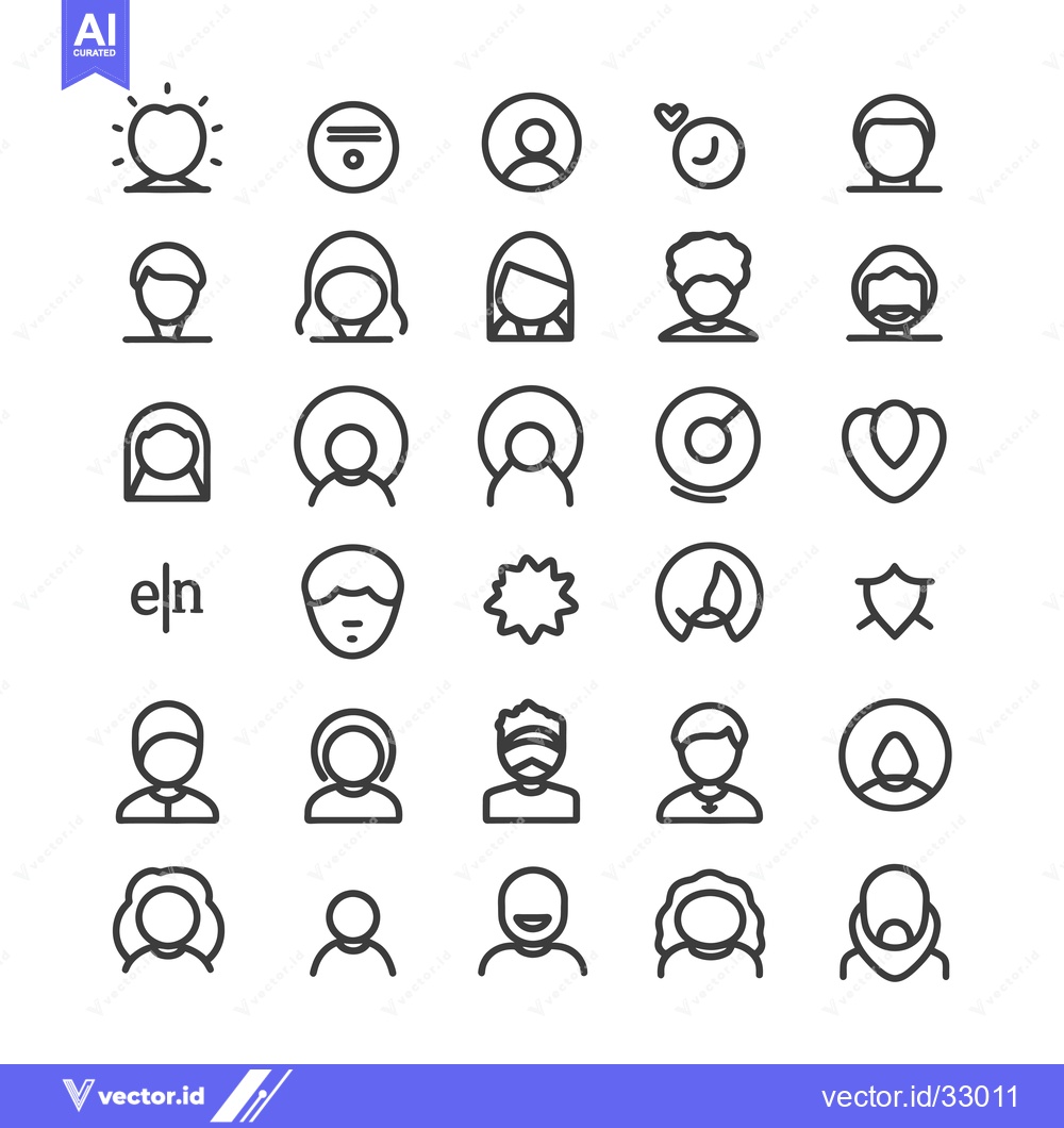 Premium Vector dari Collection of Diverse User Profile Icons in Outline Style