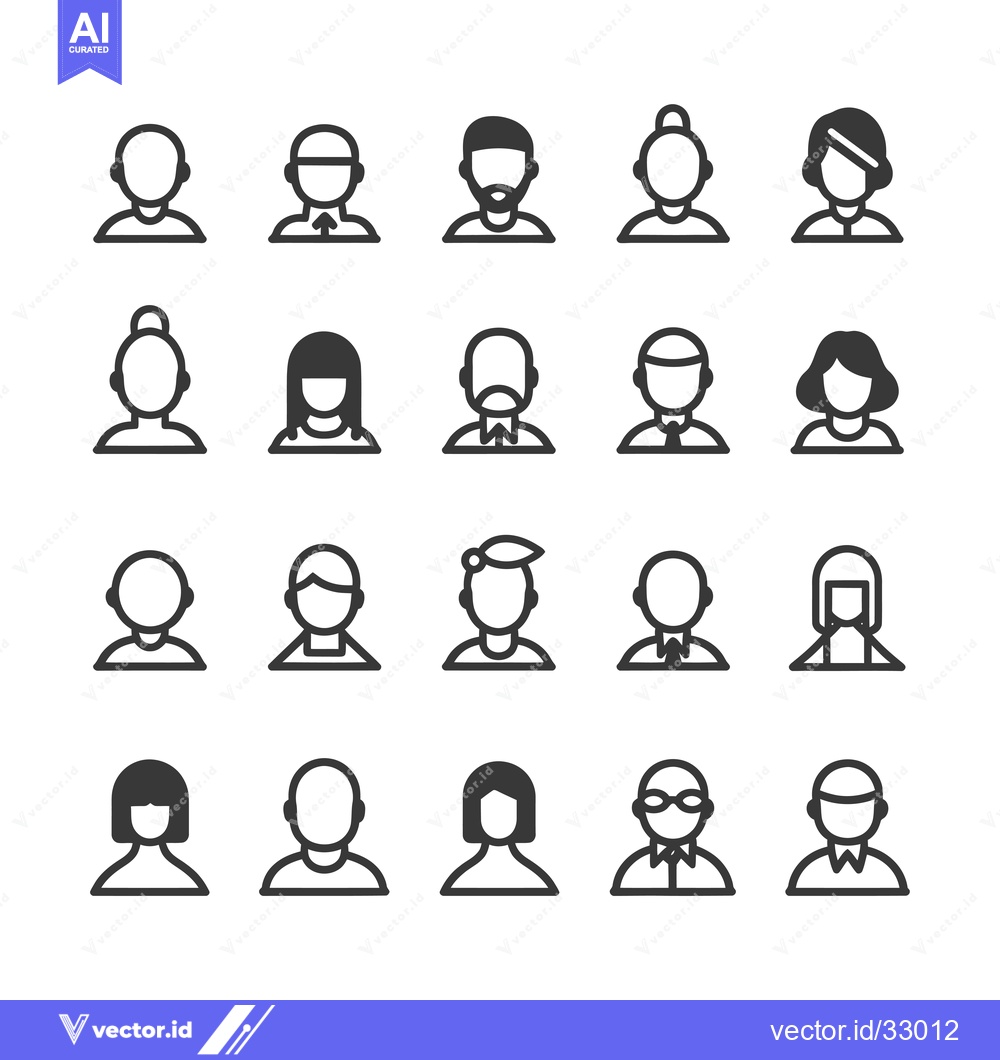 Premium Vector dari Collection of Diverse User Profile Icons in Outline Style