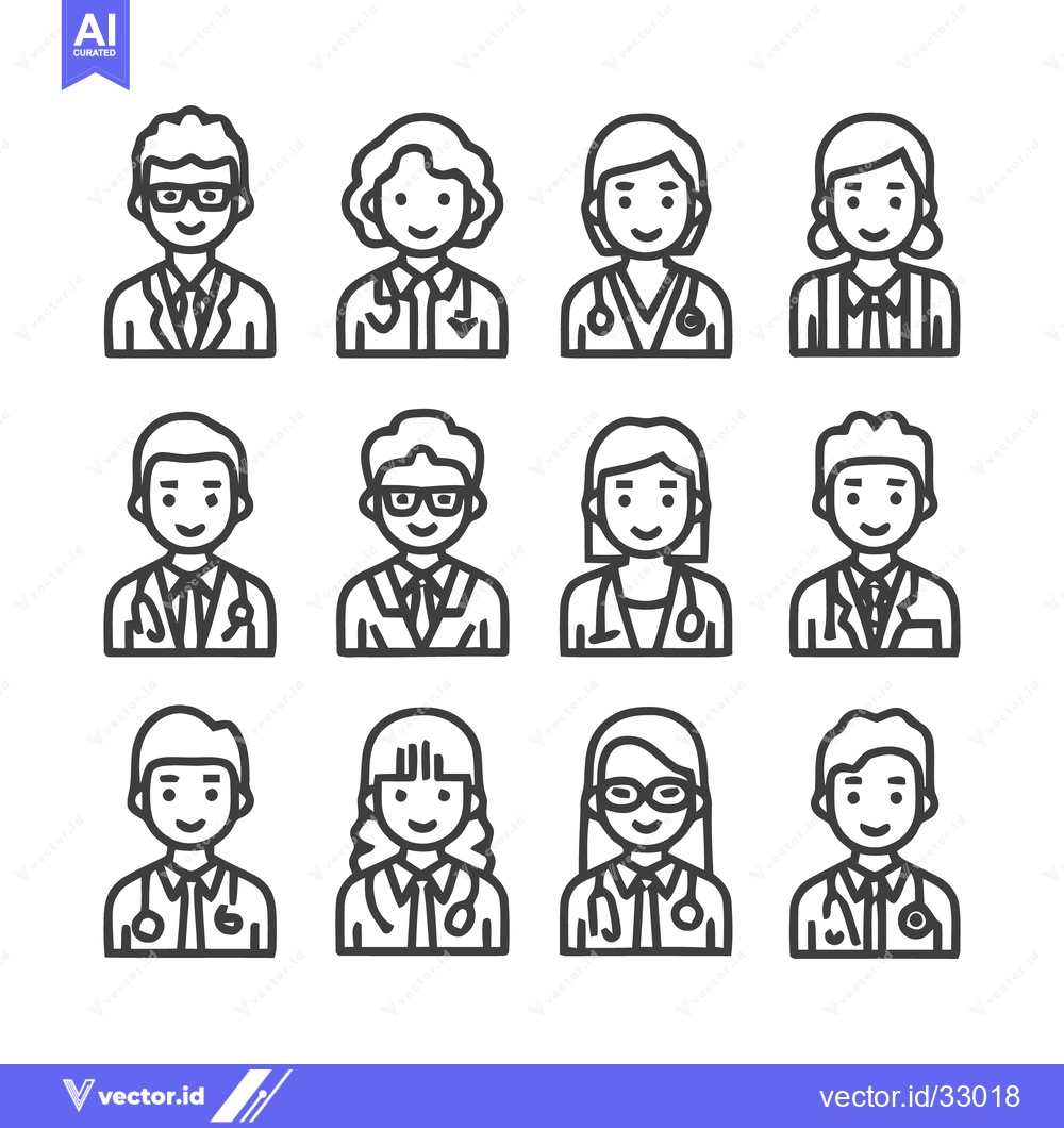 Premium Vector of Medical Professionals - Diverse Lineup of Doctors and Healthcare Provi