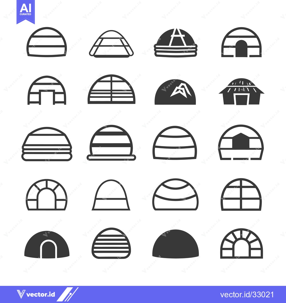 Premium Vector dari Collection of Domed Structures with Various Designs and Entrance Varia