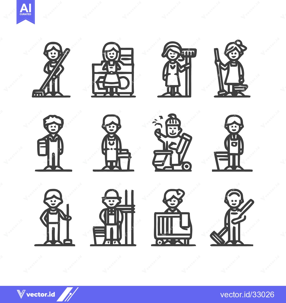 Premium Vector dari Cleaning Crew Icons - A Comprehensive Collection of Cleaning Professio