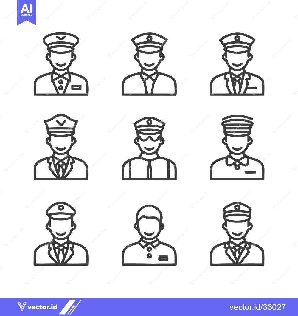 Premium Vector of Uniformed People Icons - Diverse Professions and Occupations.