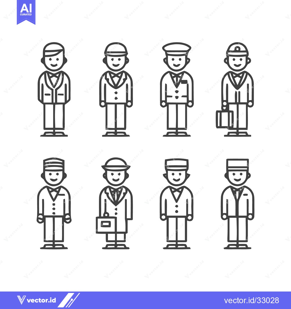 Premium Vector of Hotel Staff Uniforms - A Collection of Service Personnel.