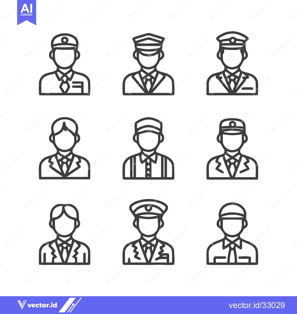 Premium Vector dari Uniformed Professionals - A Collection of Line Art Icons.