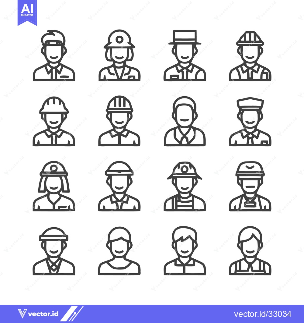 Premium Vector dari Diverse Professions - A Collection of Line Art Icons Representing Vari