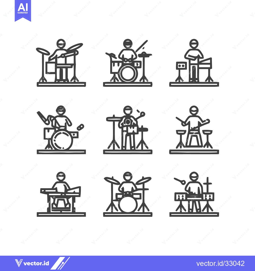 Premium Vector dari Musical Instrument Players - A Collection of Line Art Icons.