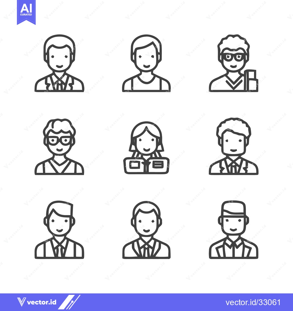 Premium Vector of Diverse Line Art Portraits - A Collection of People Icons.
