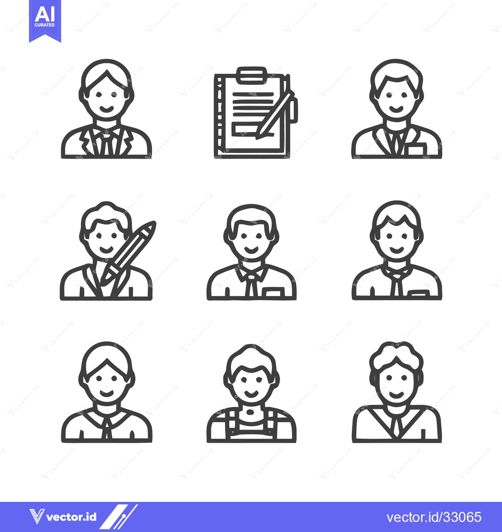 Premium Vector dari Diverse professional portraits and business icons for various applicat