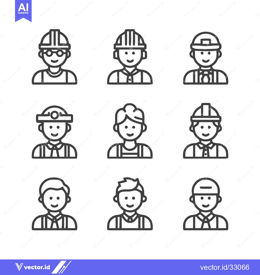 Premium Vector dari Construction Workers - Diverse Lineup of Professionals in Hard Hats.