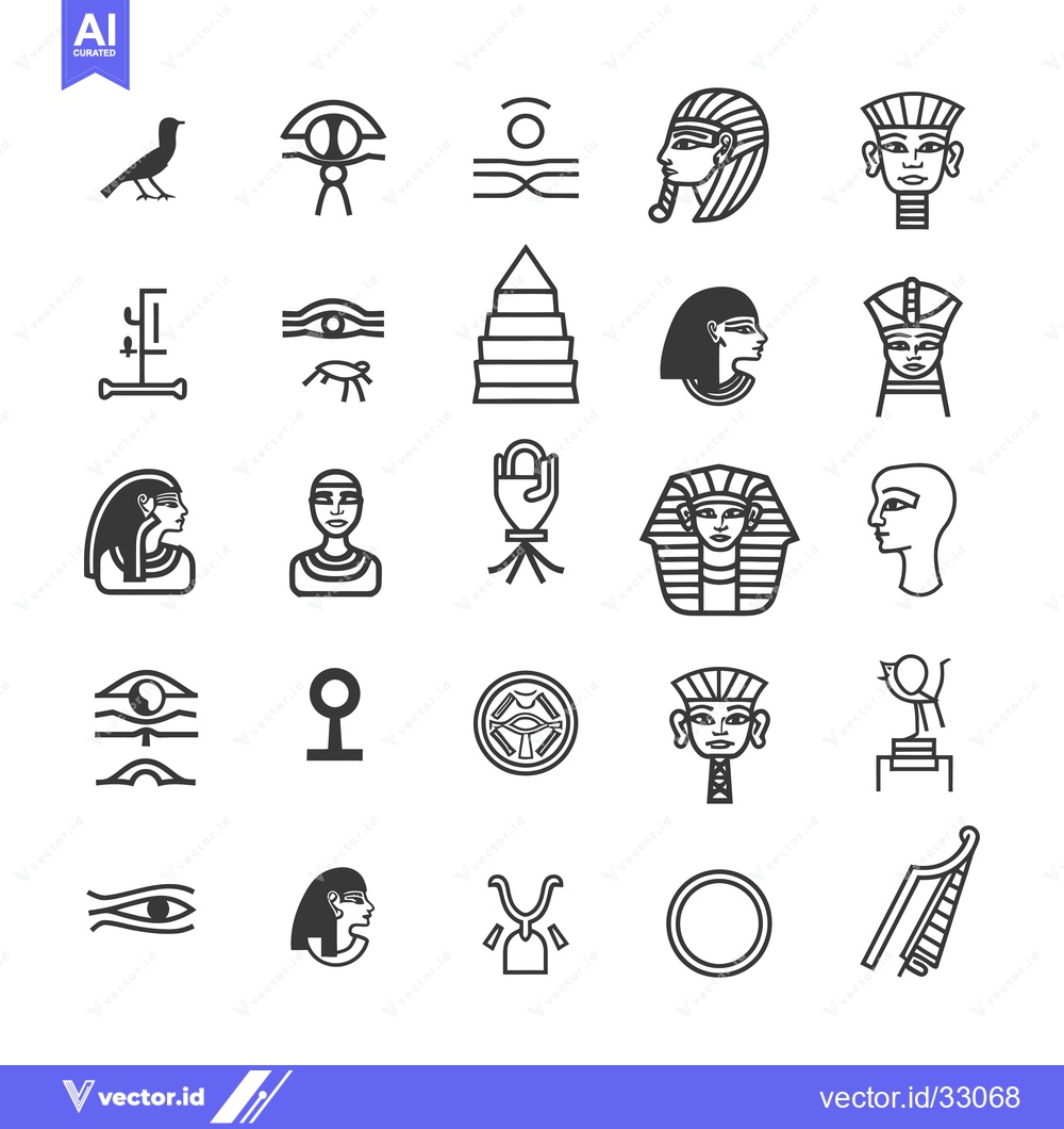 Premium Vector of Collection of Egyptian Hieroglyphics and Symbols