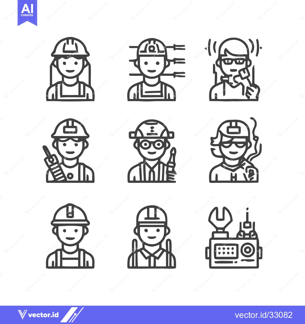 Premium Vector dari Diverse Construction Workers - A Vector Illustration Set.