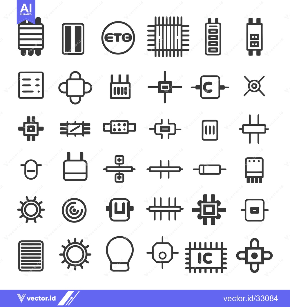 Premium Vector dari Collection of Electronic Component Icons