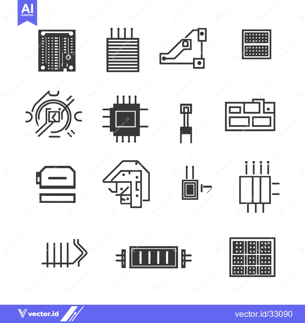 Premium Vector of Collection of Electronics Components and Circuits Icons