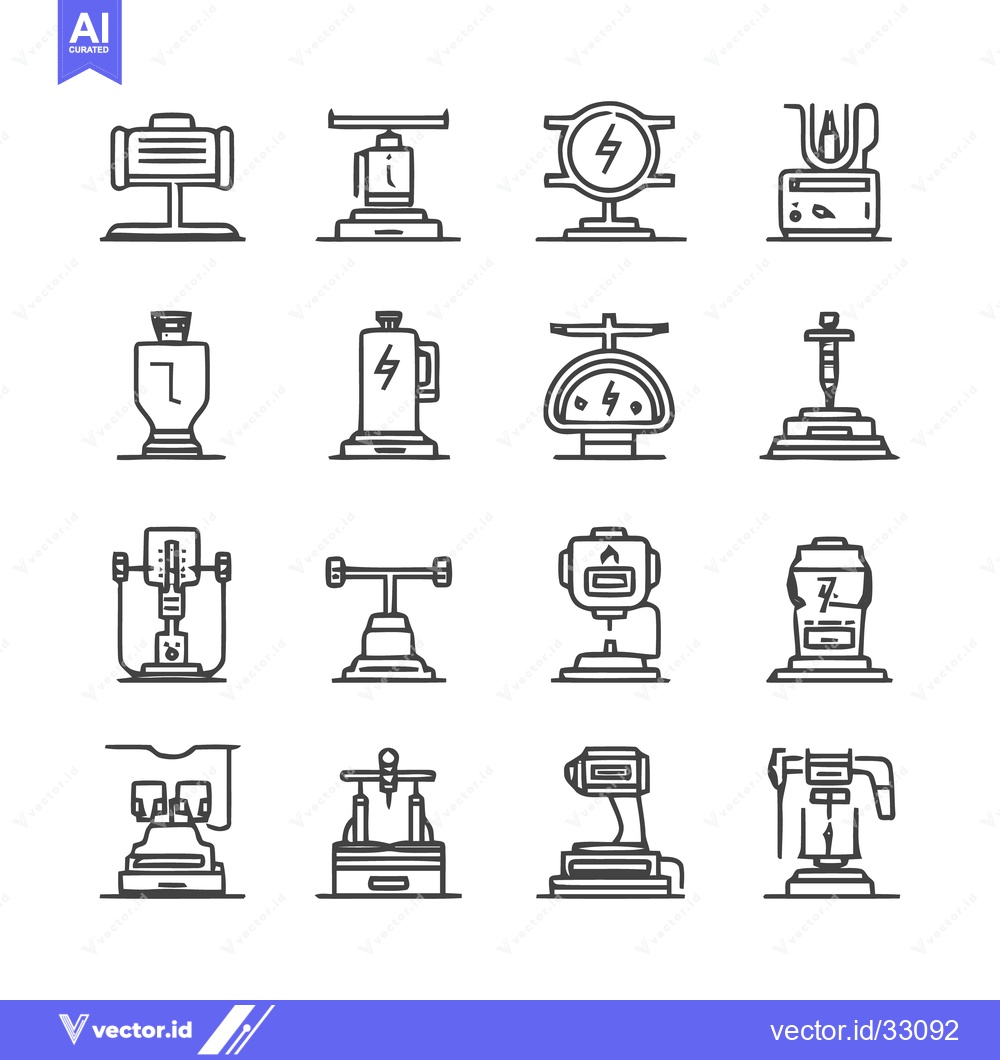 Premium Vector dari Collection of Industrial Equipment and Machinery Icons.