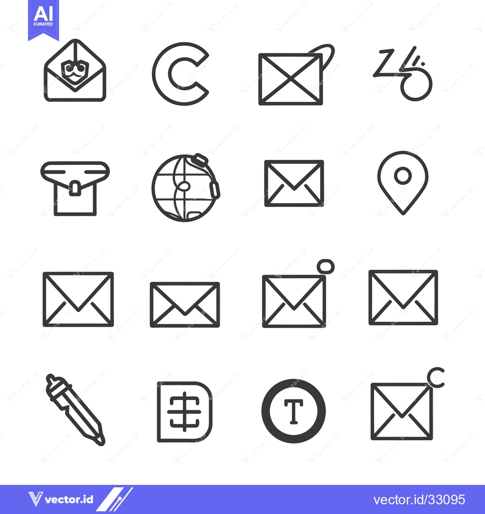 Premium Vector dari Collection of Email, Copyright, Location, and Text Icons