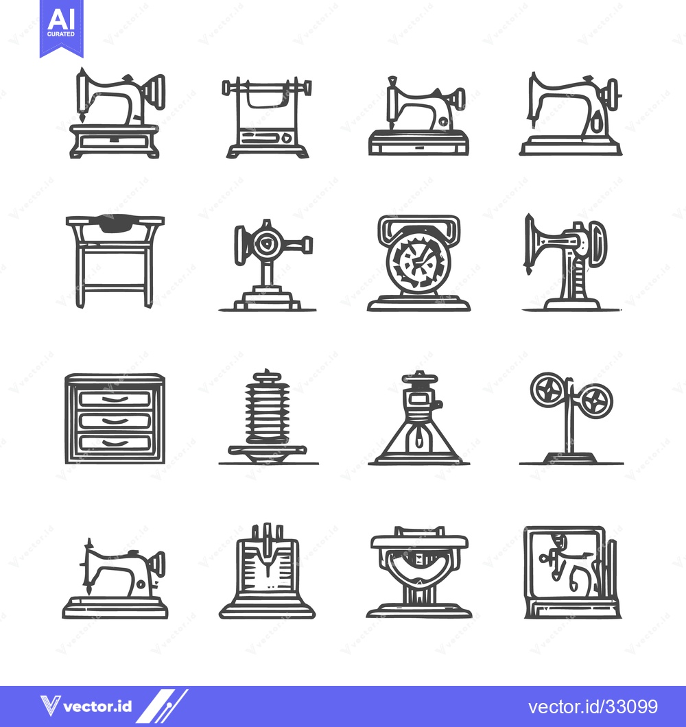 Premium Vector dari Vintage Sewing Machine Icons - A Detailed Collection of Designs.