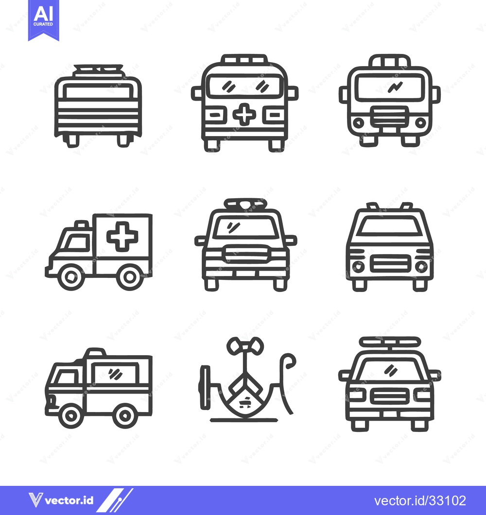 Premium Vector dari Emergency Vehicles - Ambulance, Fire Truck, Police Car Icons.