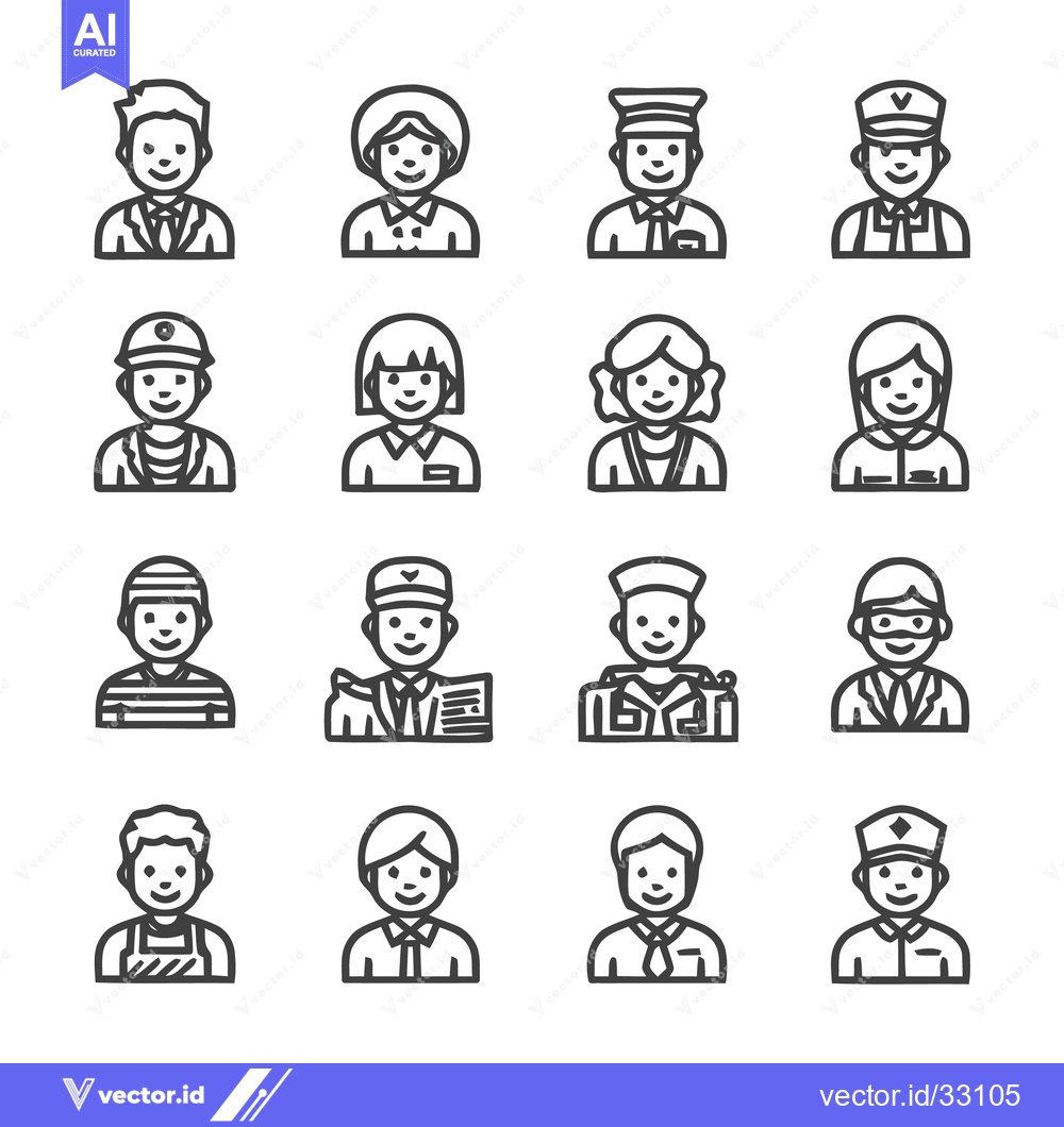 Premium Vector of Diverse Professional Icons - A Collection of Various Occupations.