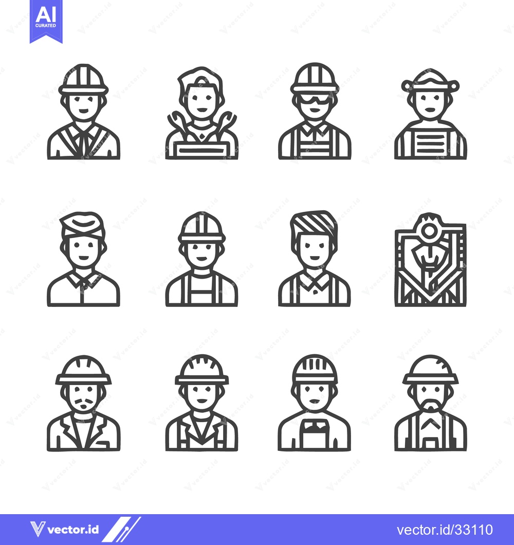 Premium Vector of Diverse Construction Workers - A Vector Illustration Set.