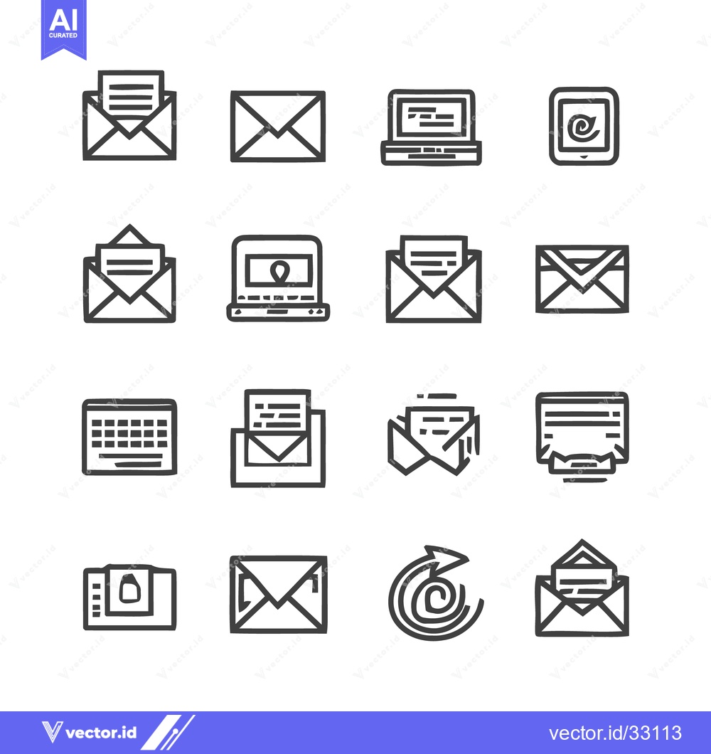 Premium Vector of Email Icons - A Collection of Digital Communication Symbols.