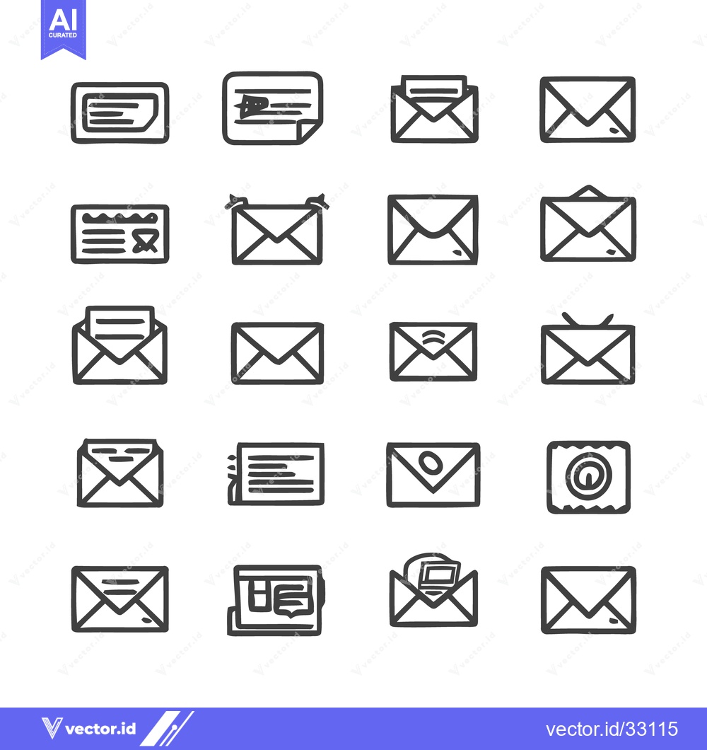 Premium Vector of Collection of Minimalist Email Icons for Digital Communication.