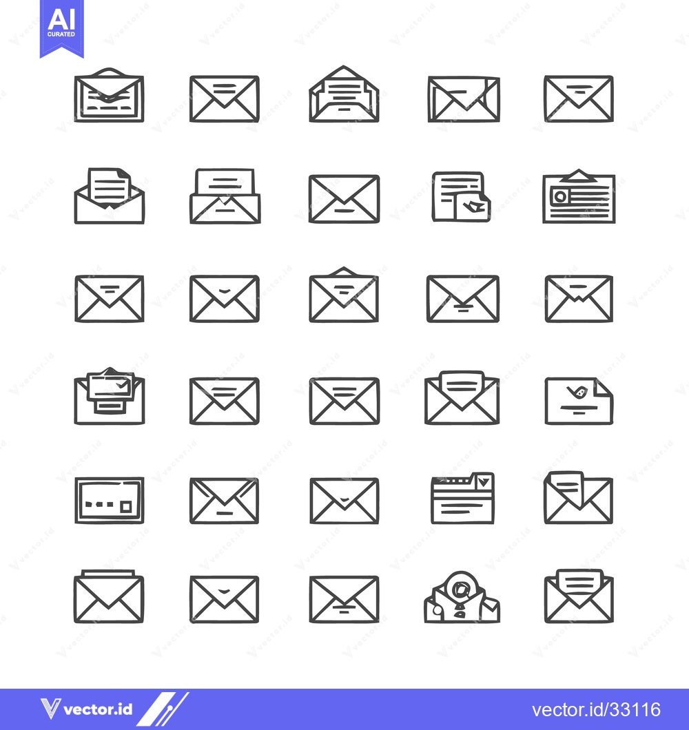 Premium Vector of Collection of Email Icons - Various Envelope Designs and Styles.