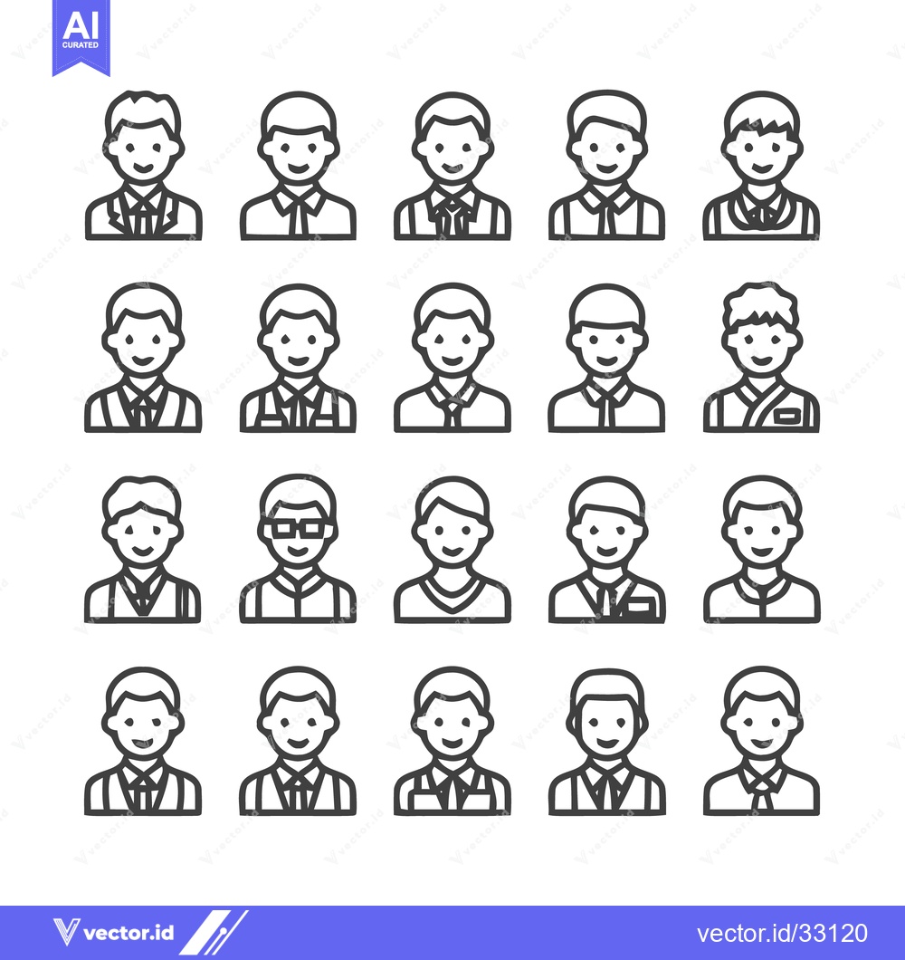 Premium Vector of Collection of various male avatar icons for diverse applications.