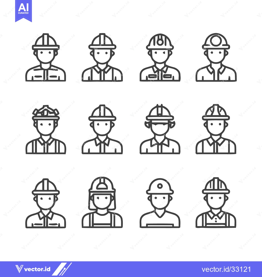 Premium Vector dari Construction Workers - Diverse Lineup of Professionals in Safety Gear.