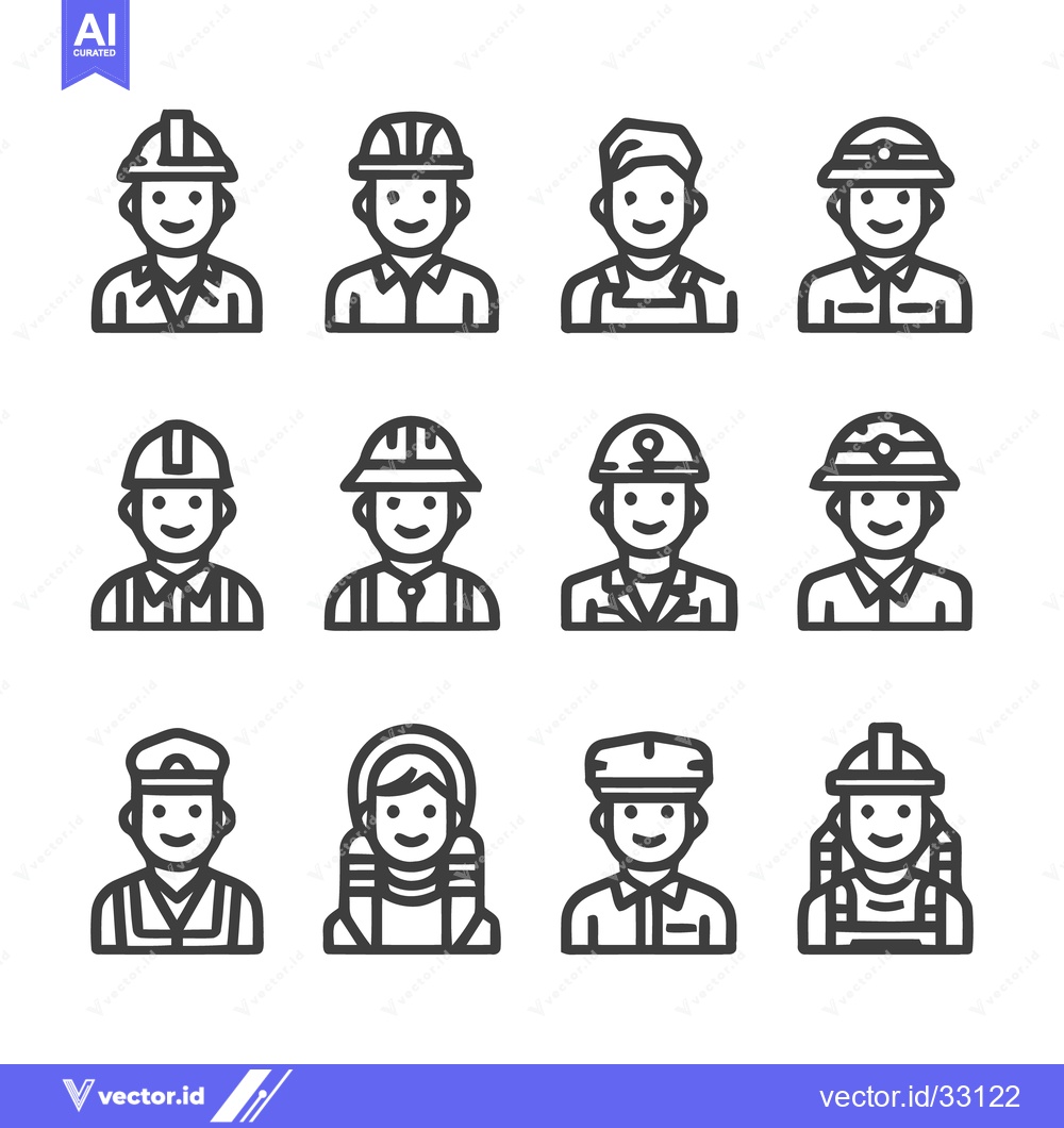 Premium Vector dari Diverse Worker Icons - A Collection of Professional Avatars.