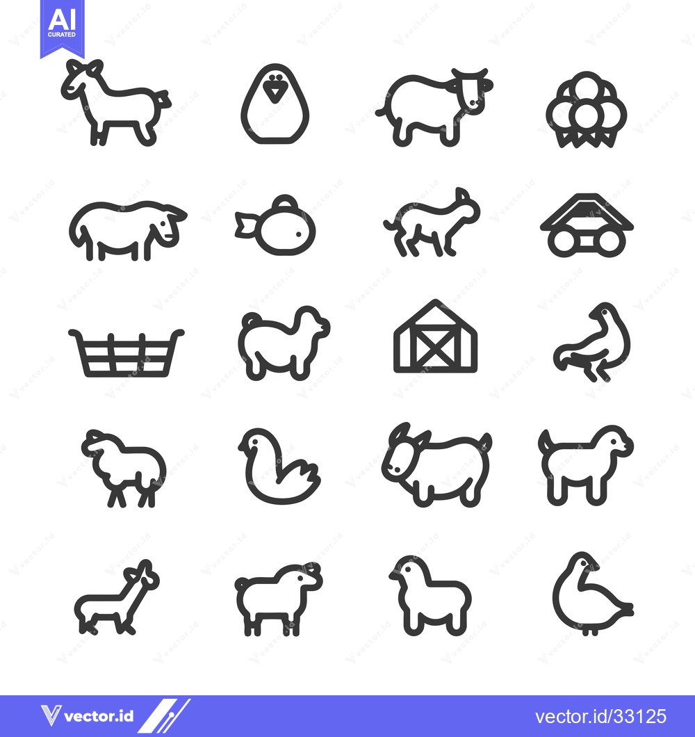 Premium Vector of Collection of Farm Animal and Related Icons