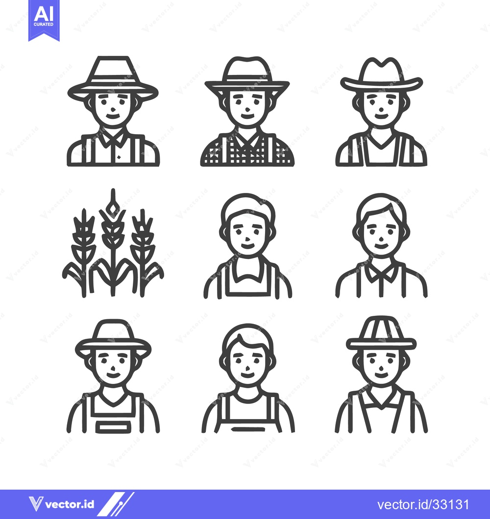 Premium Vector of Farmers and Agriculture Icons - A Collection of Line Art.