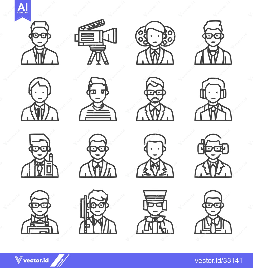 Premium Vector of Diverse professionals and equipment icons for various industries and r