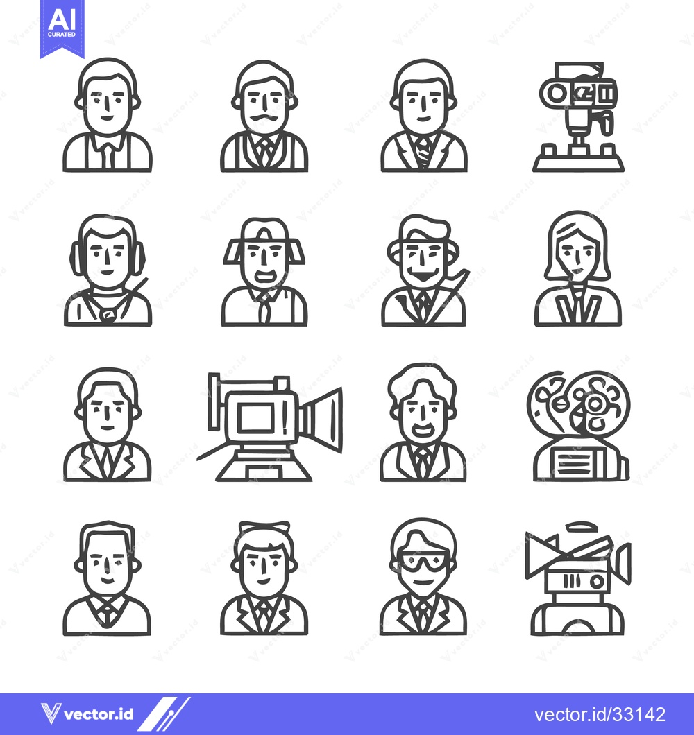 Premium Vector dari Collection of various people icons in a line art style.