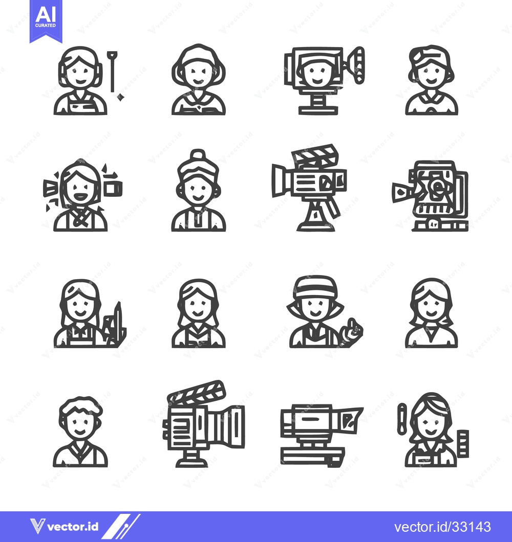 Premium Vector dari Diverse Icon Set Depicting Various Professions and Roles.