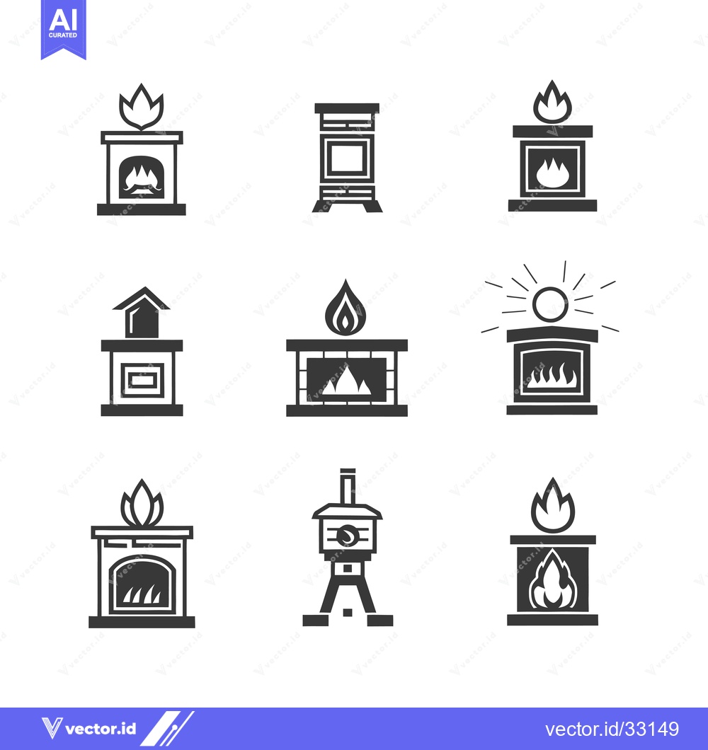 Premium Vector dari Collection of Fireplace and Stove Icons