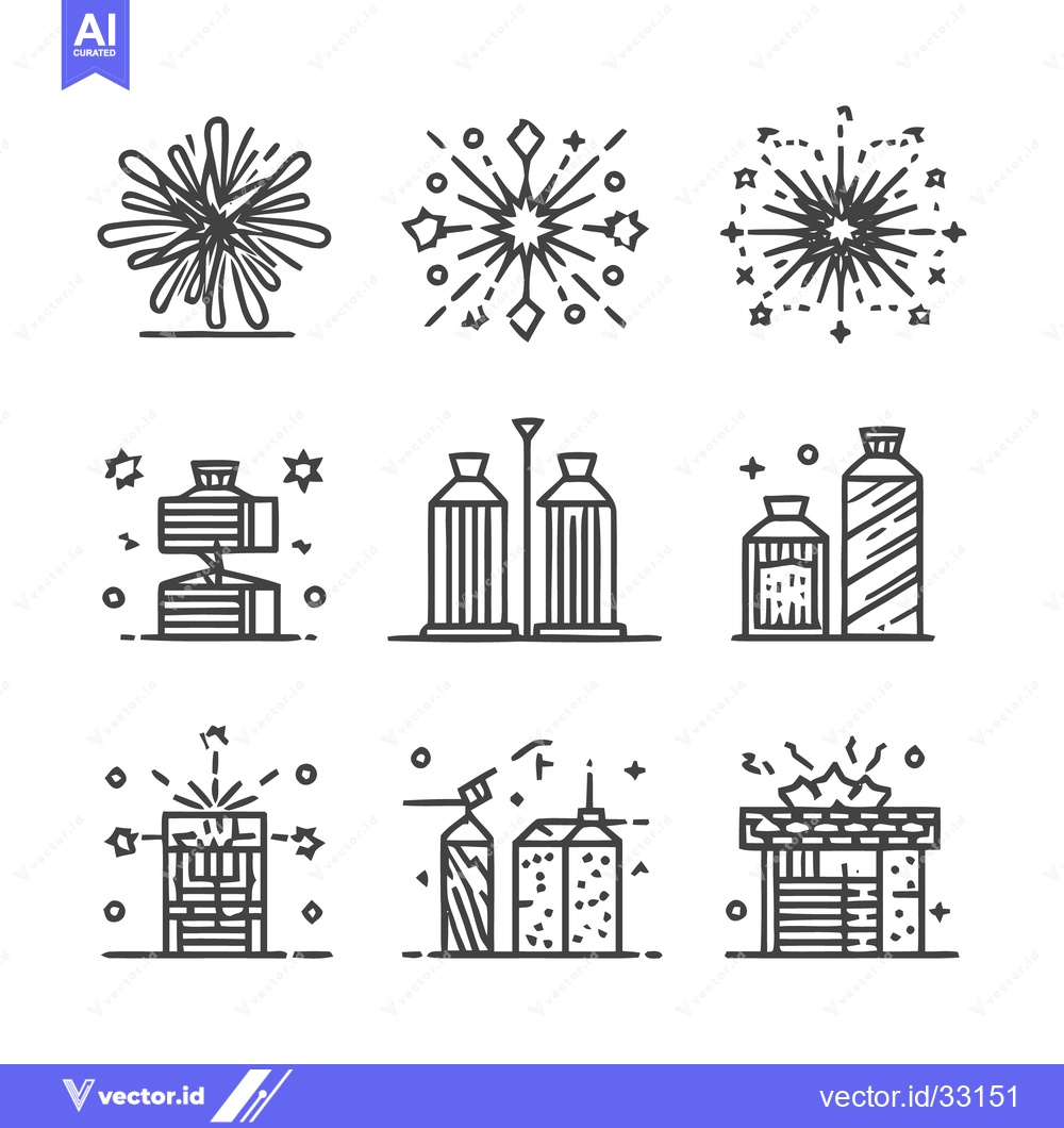 Premium Vector dari Fireworks and Celebration Icons - A Festive Vector Set.