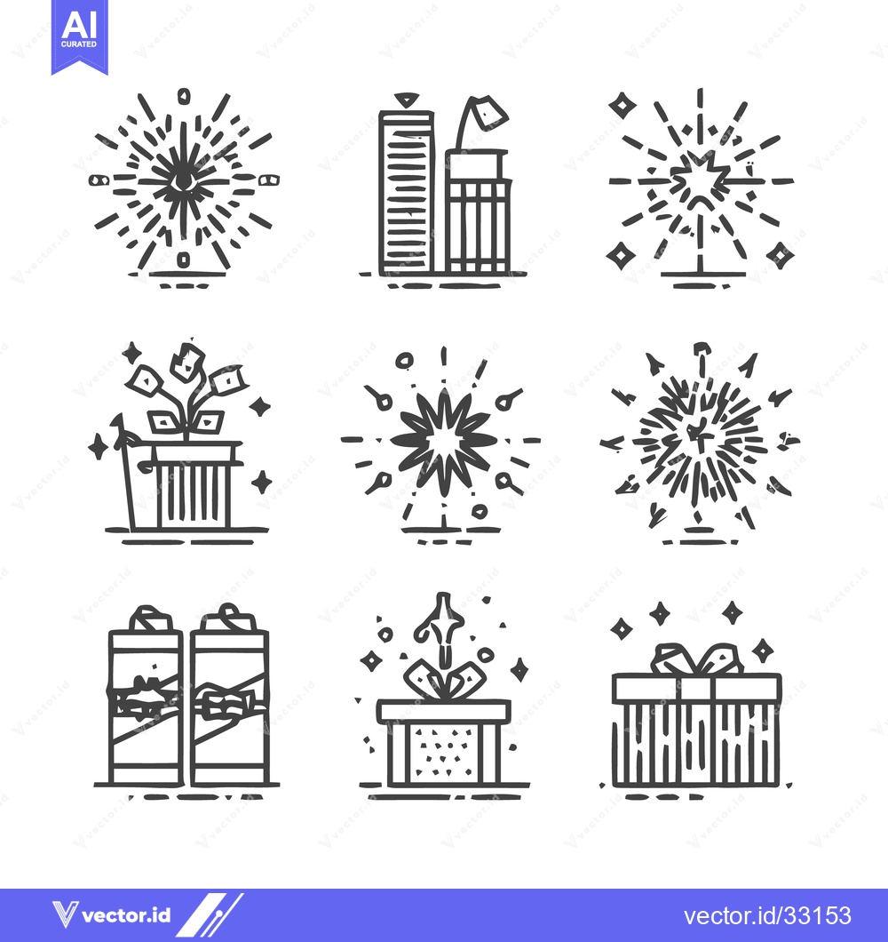 Premium Vector of Collection of festive vector icons for celebrations and events.