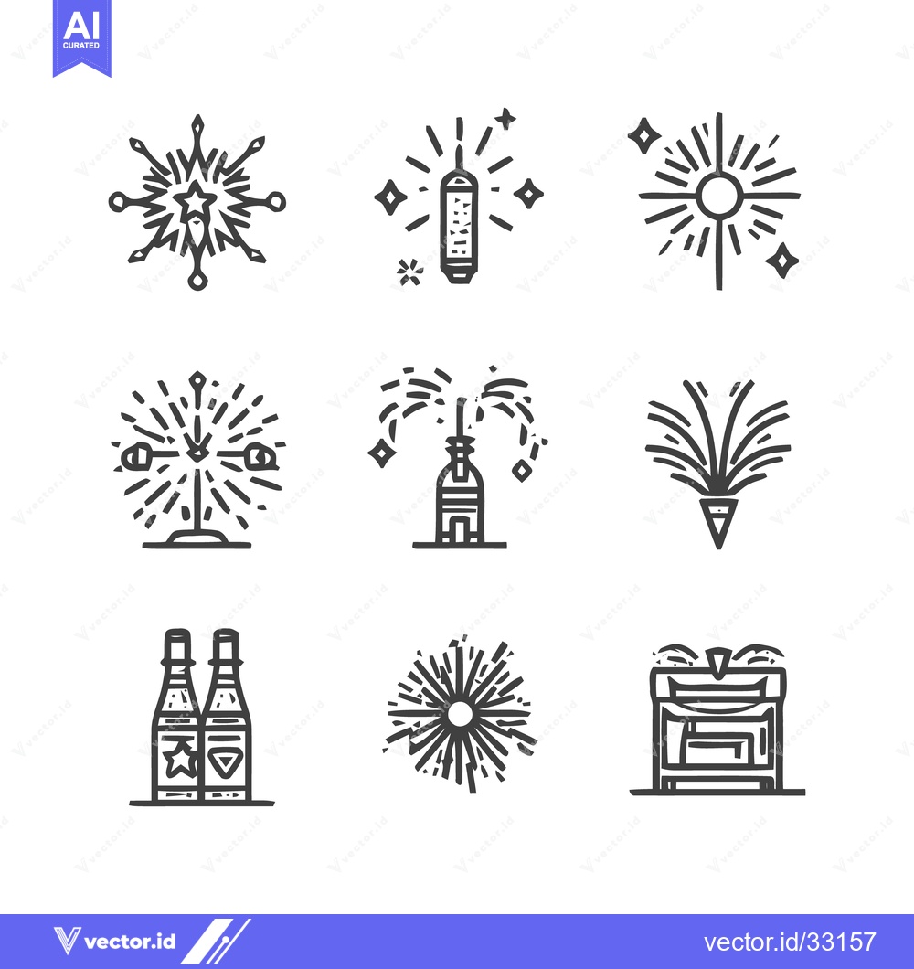 Premium Vector dari Fireworks and Celebration Icons - A Festive Collection.