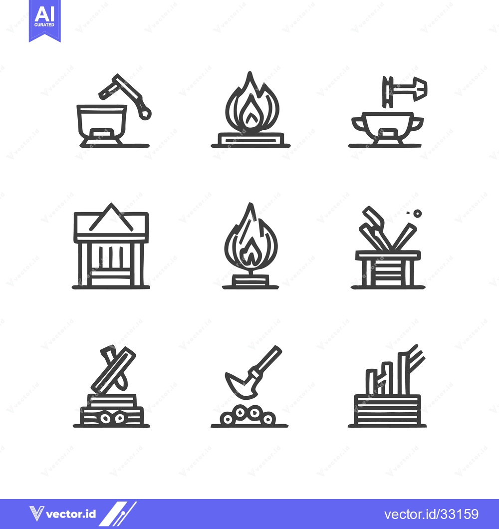 Premium Vector dari Campfire and Firewood Icons - A Set of Vector Illustrations.