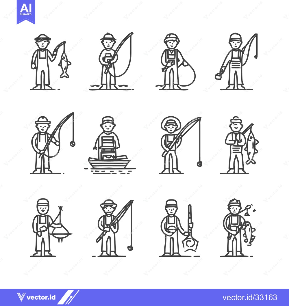 Premium Vector dari Fishermen Icons Set - Fishing, Angling, and Outdoor Recreation.