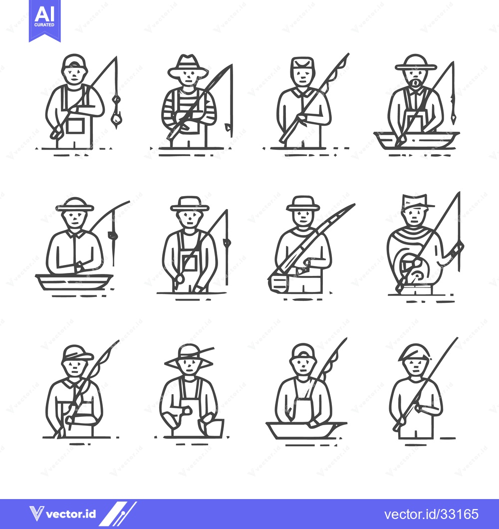 Premium Vector dari Fishing Icons - A Collection of Anglers and Fishing Gear.