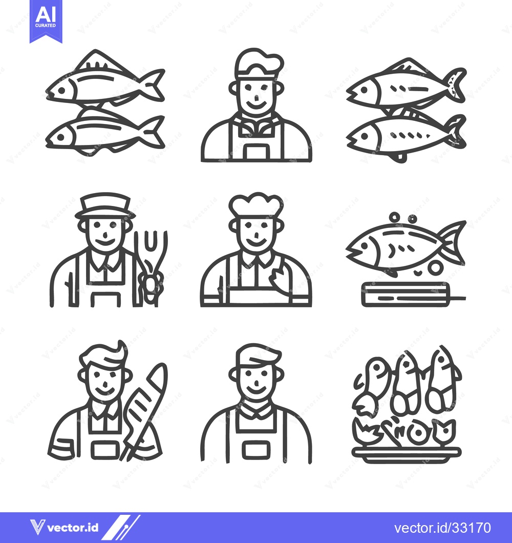 Premium Vector dari Butcher and Fishmonger Icons - A Culinary Collection.