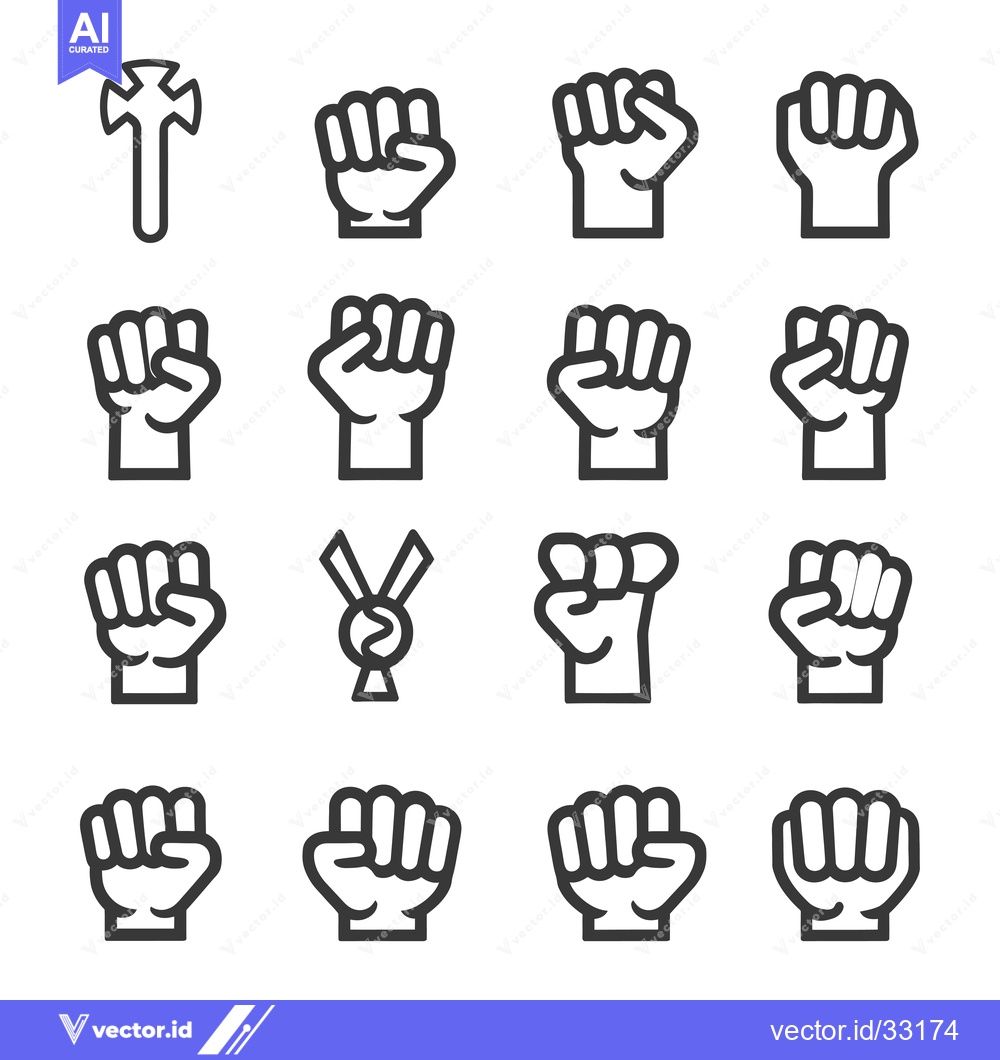 Premium Vector dari Collection of Fist and Cross Icons in Black and White