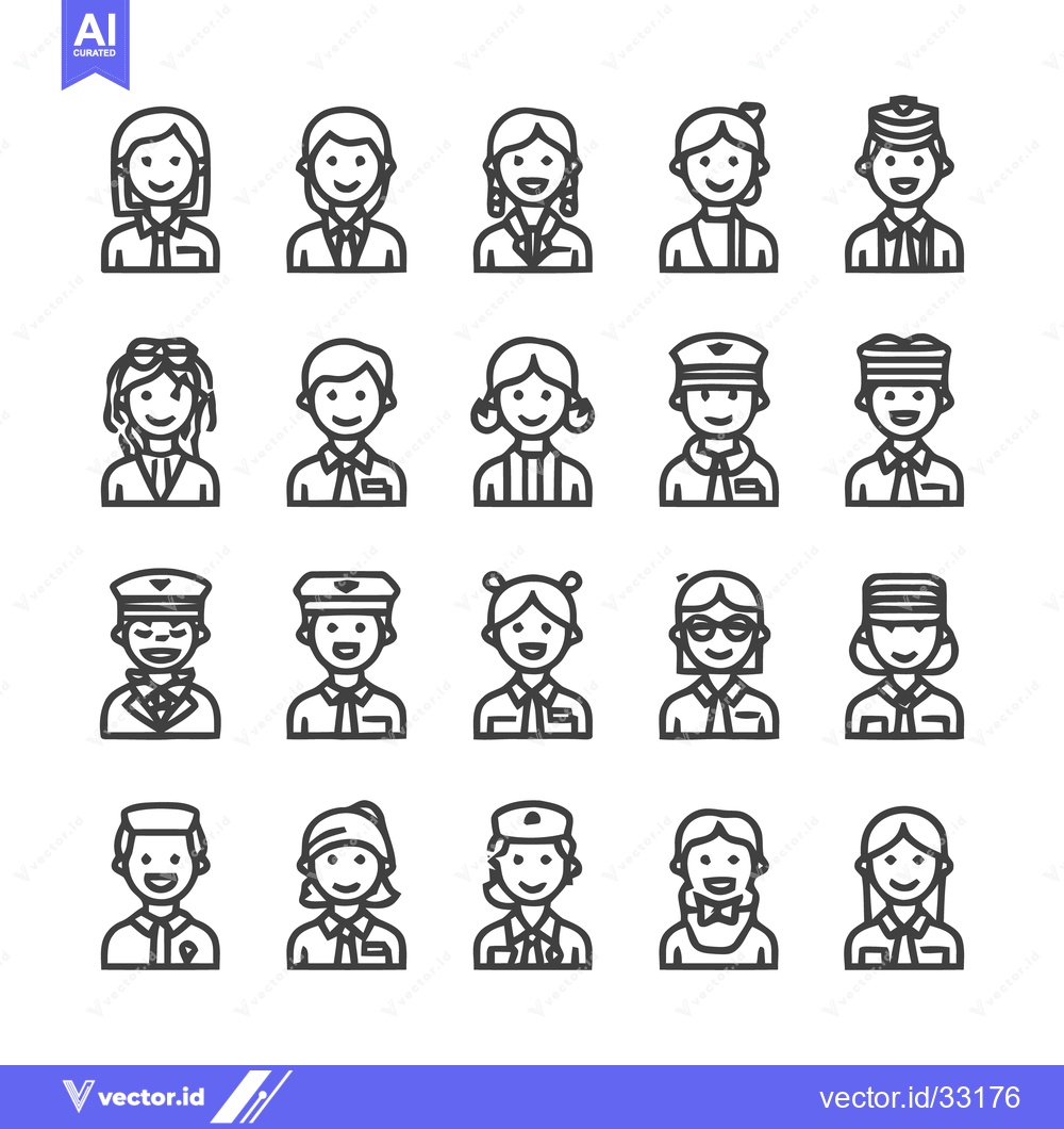 Premium Vector of Diverse Collection of Professional Avatar Icons for Various Applicatio