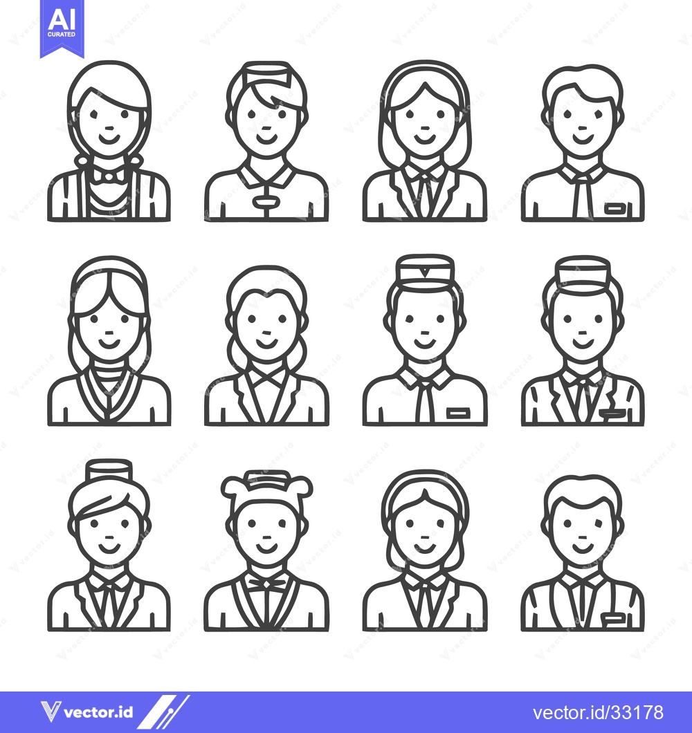 Premium Vector dari Diverse Professional Portraits - A Collection of Line Art Avatars.