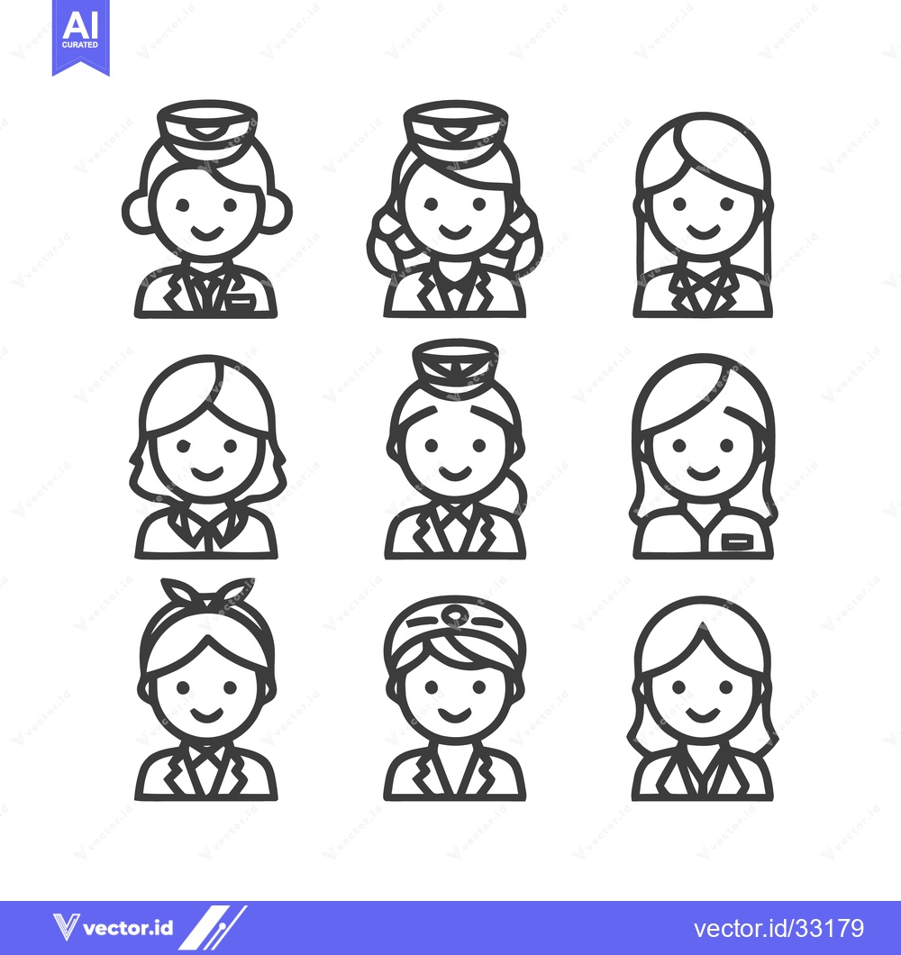 Premium Vector of Diverse Flight Attendants - A Collection of Smiling Airline Crew Membe