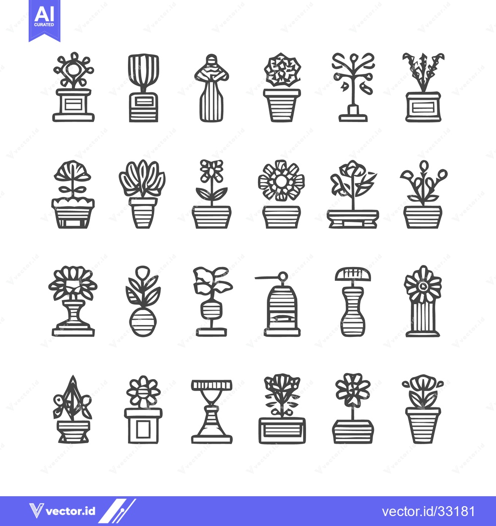 Premium Vector of Collection of plant icons in a minimalist style for design.